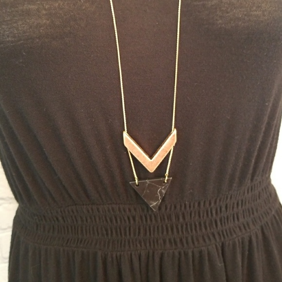 Panacea Jewelry - Panacea Gold Tone Black Stone Pendant Necklace